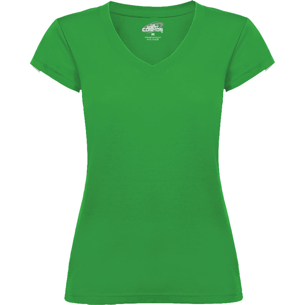 Camiseta cuello pico mujer Victoria pecho verde tropical