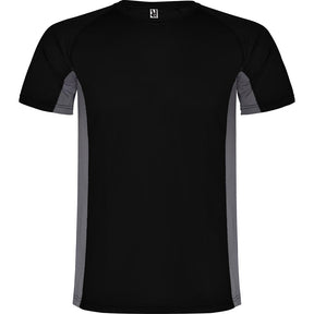 Camiseta técnica combinada 2 tejidos Shanghai | pecho negro - plomo oscuro