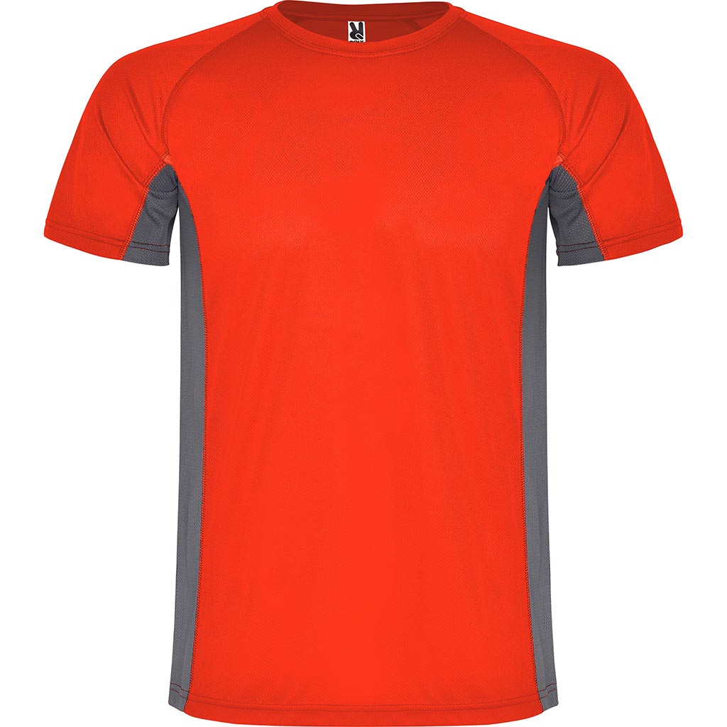 Camiseta técnica combinada 2 tejidos Shanghai | pecho rojo - plomo oscuro