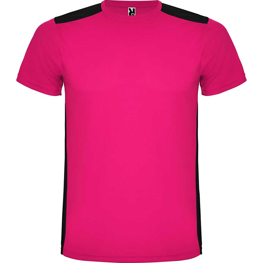 Camiseta técnica combinada detroit detalle colores fucsia y negro