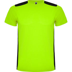 Camiseta técnica combinada detroit detalle colores lima punch y negro