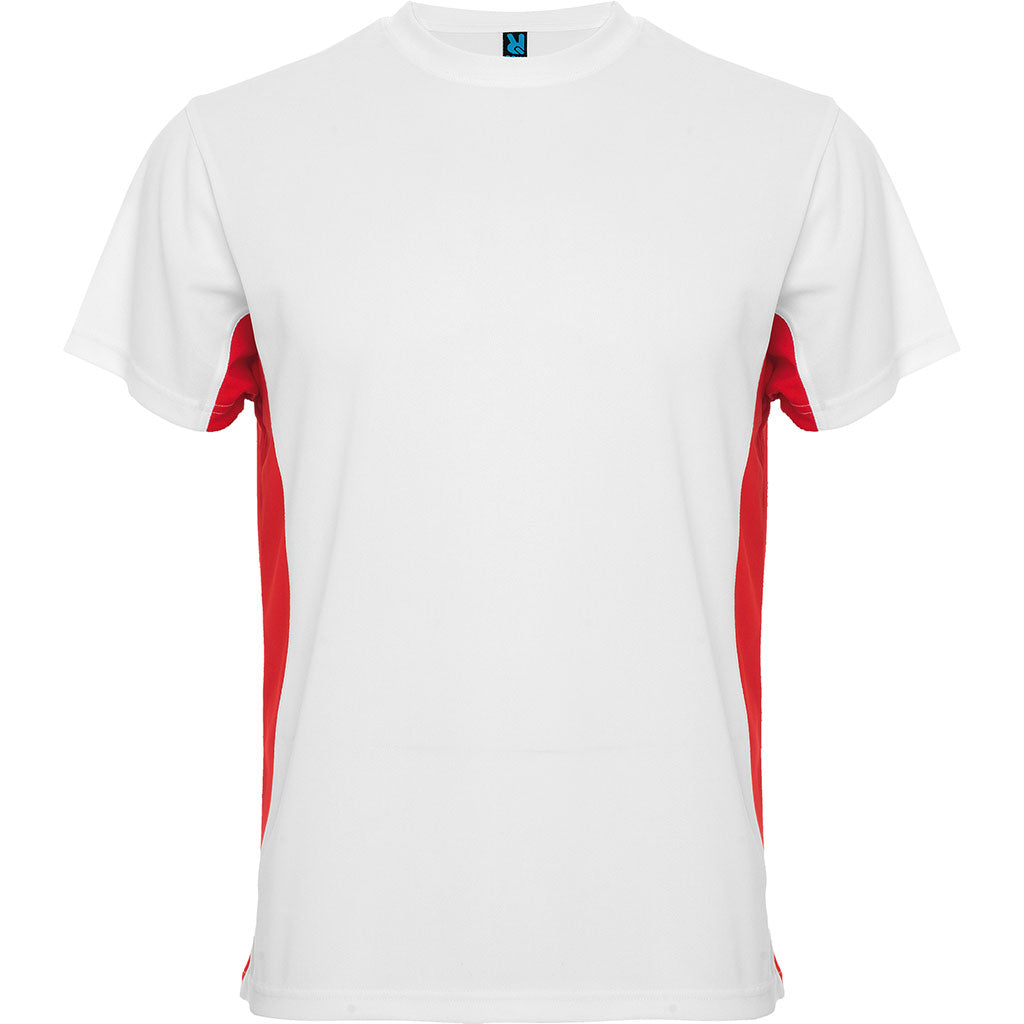 Camiseta tecnica combinada unisex tokyo colores blanco y rojo