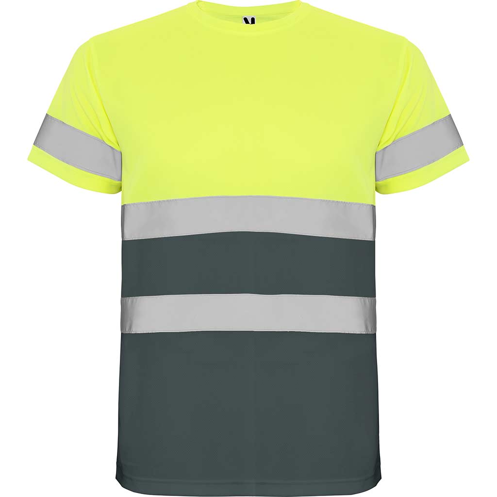 Camiseta técnica laboral alta visibilidad Delta - plomo/amarillo fluor