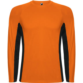 Camiseta técnica manga larga combinada Shanghai - naranja fluor/negro
