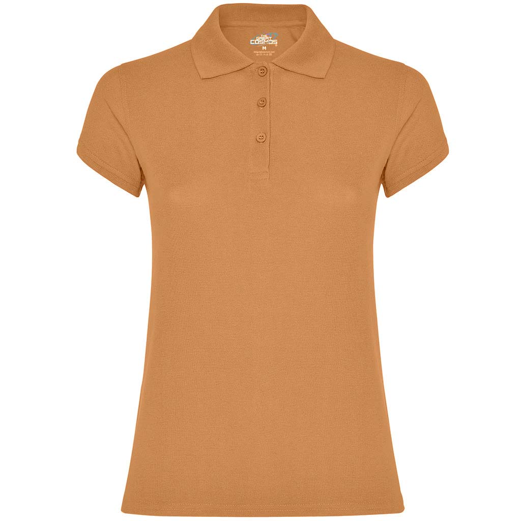 Polo manga corta mujer estrella woman pecho naranja clay