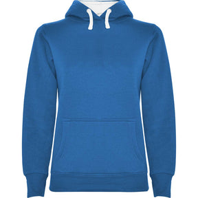 Sudadera capucha combinada mujer urban woman pecho azul royal blanco