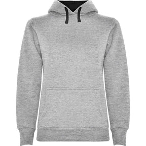 Sudadera capucha combinada mujer urban woman pecho gris negro