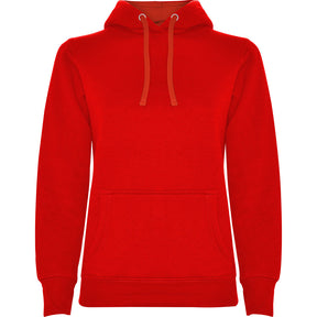 Sudadera capucha combinada mujer urban woman pecho rojo