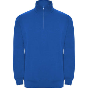 Sudadera unisex cremallera corta cuello alto Aneto color azul royal