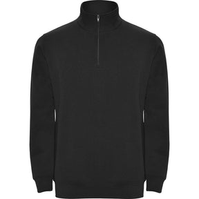 Sudadera unisex cremallera corta cuello alto Aneto color negro