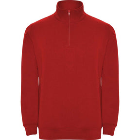 Sudadera unisex cremallera corta cuello alto Aneto color rojo